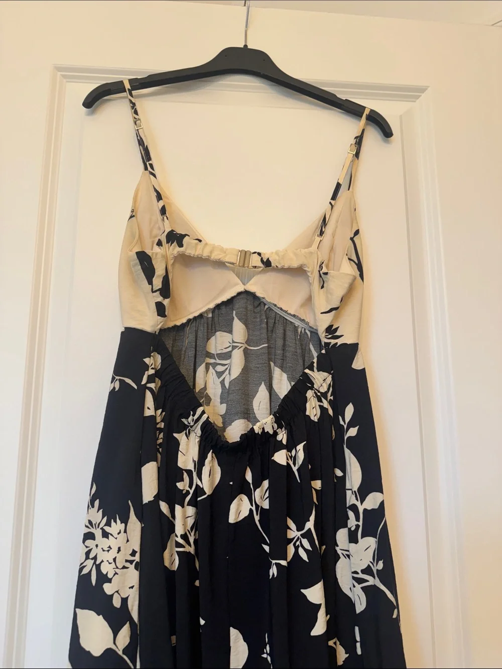 Abercrombie & Fitch Black Midi Dress with Cream Floral Print